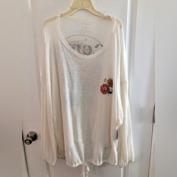 Torrid sz 4 Classic Fit Cotton Drop Shoulder Long Sleeve Tie Hem Tee NWT - Picture 5 of 8